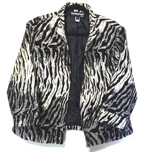 Painted Pony Vintage Zebra Tapestry Open Front 3/4 Sleeve Jacket Size Large  EUC